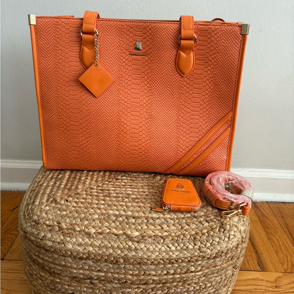 Tote & Carry Orange Textured Women's Bag